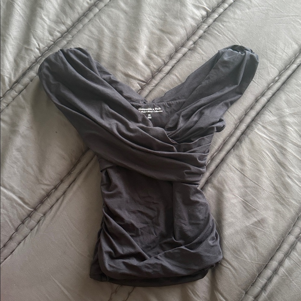 Abercrombie & Fitch Black Draped Blouse